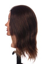 Oefenhoofd Connie – 35cm bruin echt haar – zijaanzicht