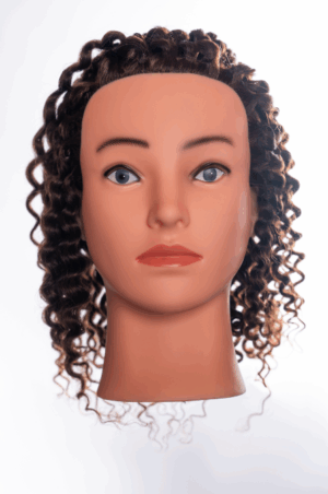 Oefenhoofd Mandy – 40cm krullend echt haar